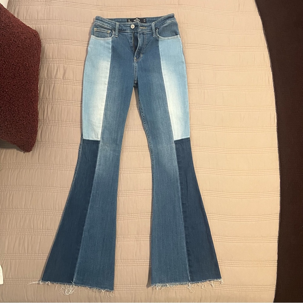 Hollister Women's Flare Jeans Blue Patchwork